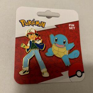 Pokémon Ash and Squirtle Enamel Pin Set New - Boxlunch exclusive
